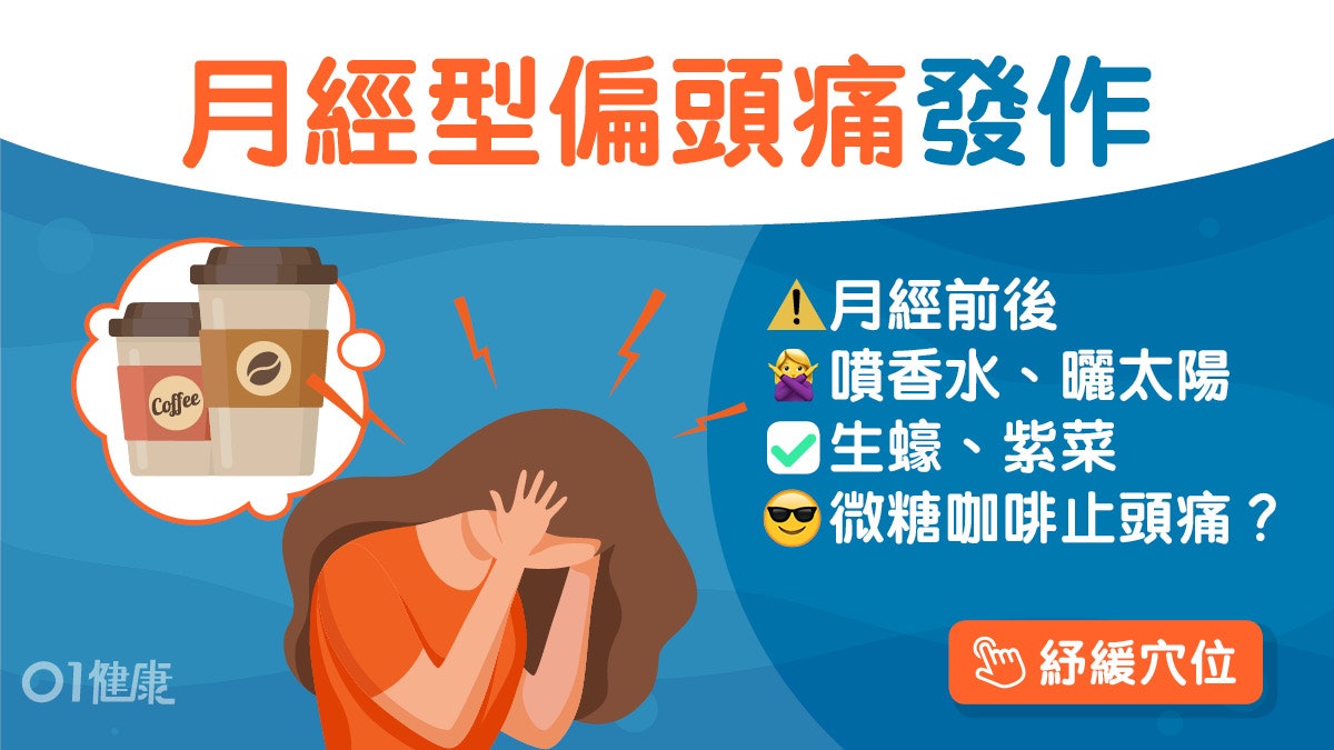 偏頭痛|搭車坐錯位香水射燈令頭更痛?3類食物助紓緩咖啡飲這種 偏頭痛|搭車坐錯位香水射燈令頭更痛?3類食物助紓緩咖啡飲這種