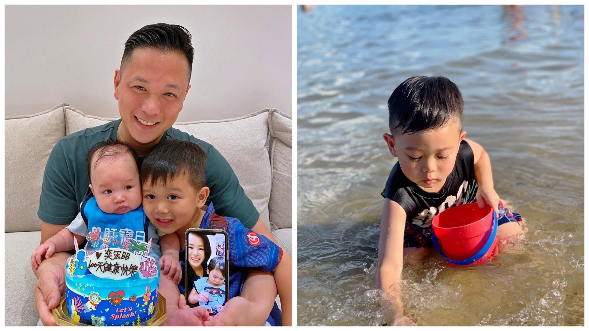 胡杏兒北上工作│老公李乘德湊Brendan去沙灘 貼囝囝跌落水連環圖 胡杏兒北上工作│老公李乘德湊Brendan去沙灘 貼囝囝跌落水連環圖