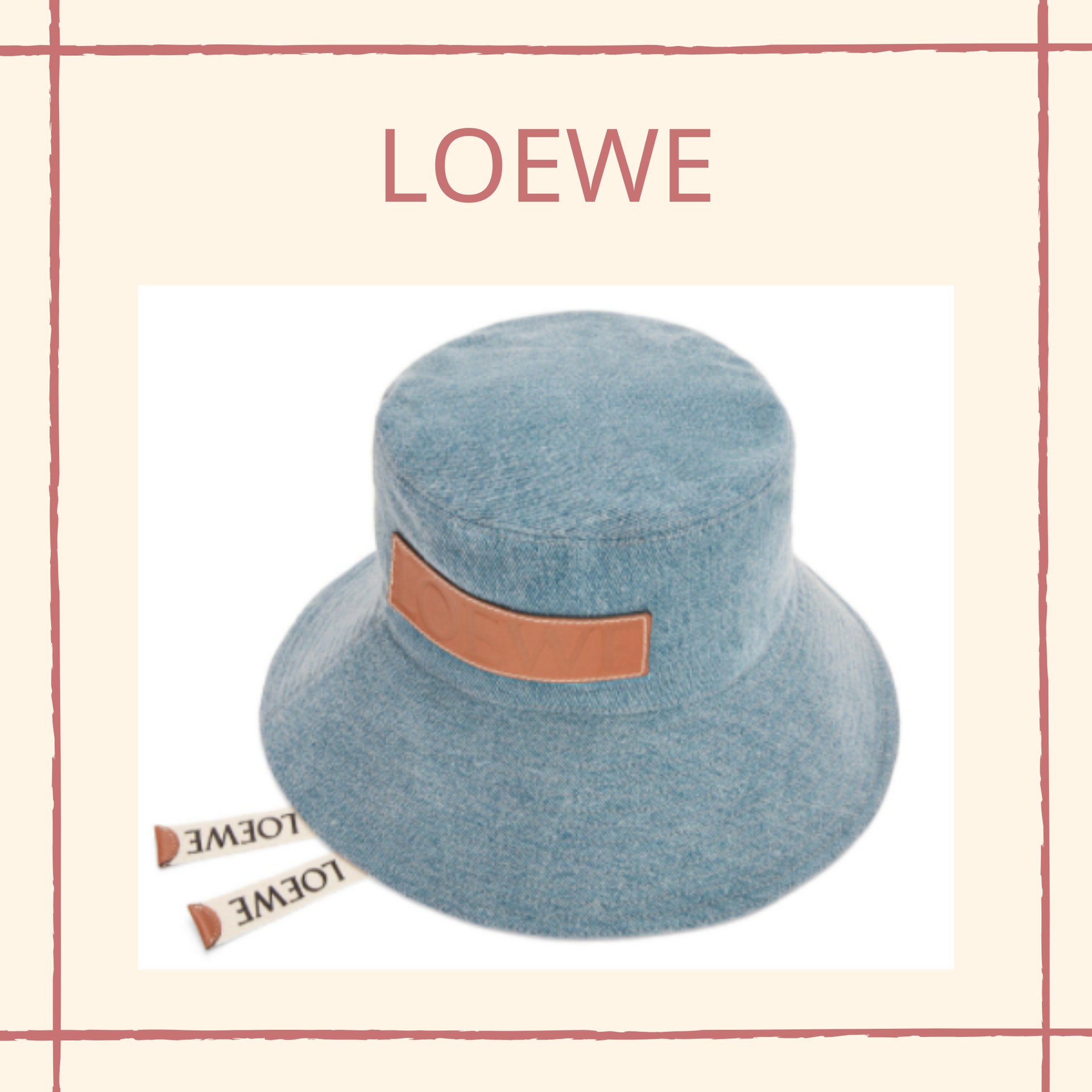 Fisherman hat in canvas and calfskin - Washed Indigo(LOEWE官網;01製圖) Fisherman hat in canvas and calfskin - Washed Indigo(LOEWE官網;01製圖)