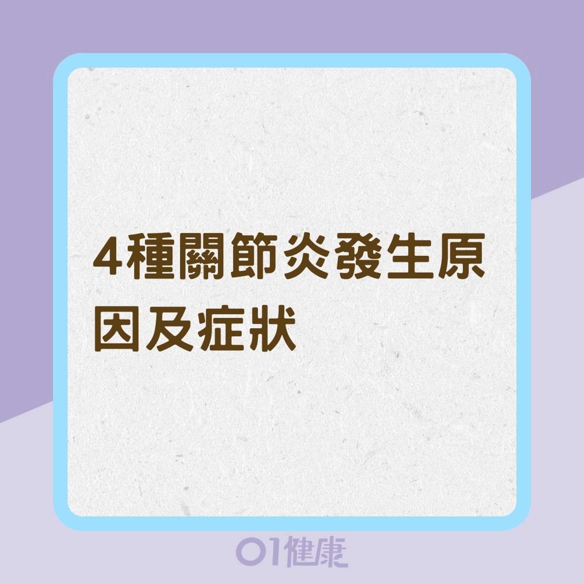 4種關節炎發生原因及症狀(01製圖) 4種關節炎發生原因及症狀(01製圖)