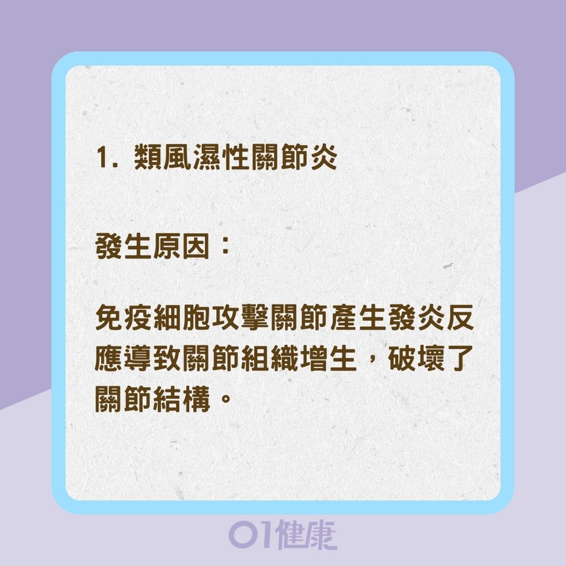 4種關節炎發生原因及症狀(01製圖) 4種關節炎發生原因及症狀(01製圖)