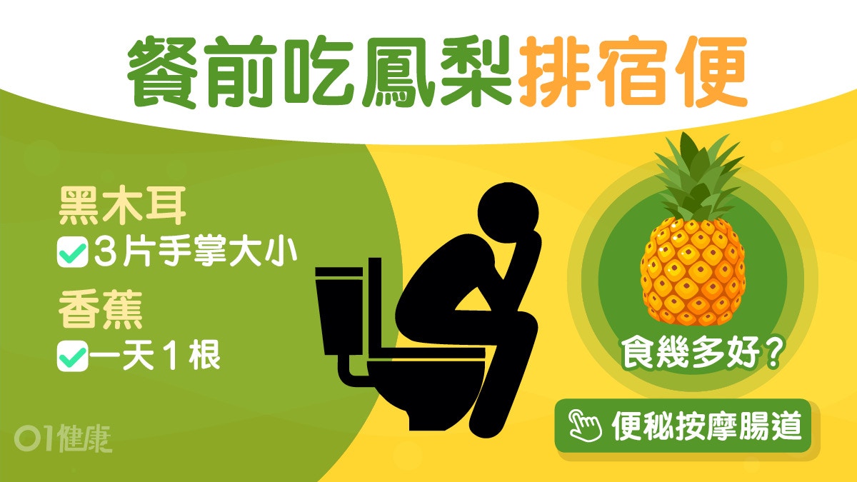 便秘｜大便乾硬要喝暖水？菠蘿黑木耳4食物減宿便依賴瀉藥腸遲鈍