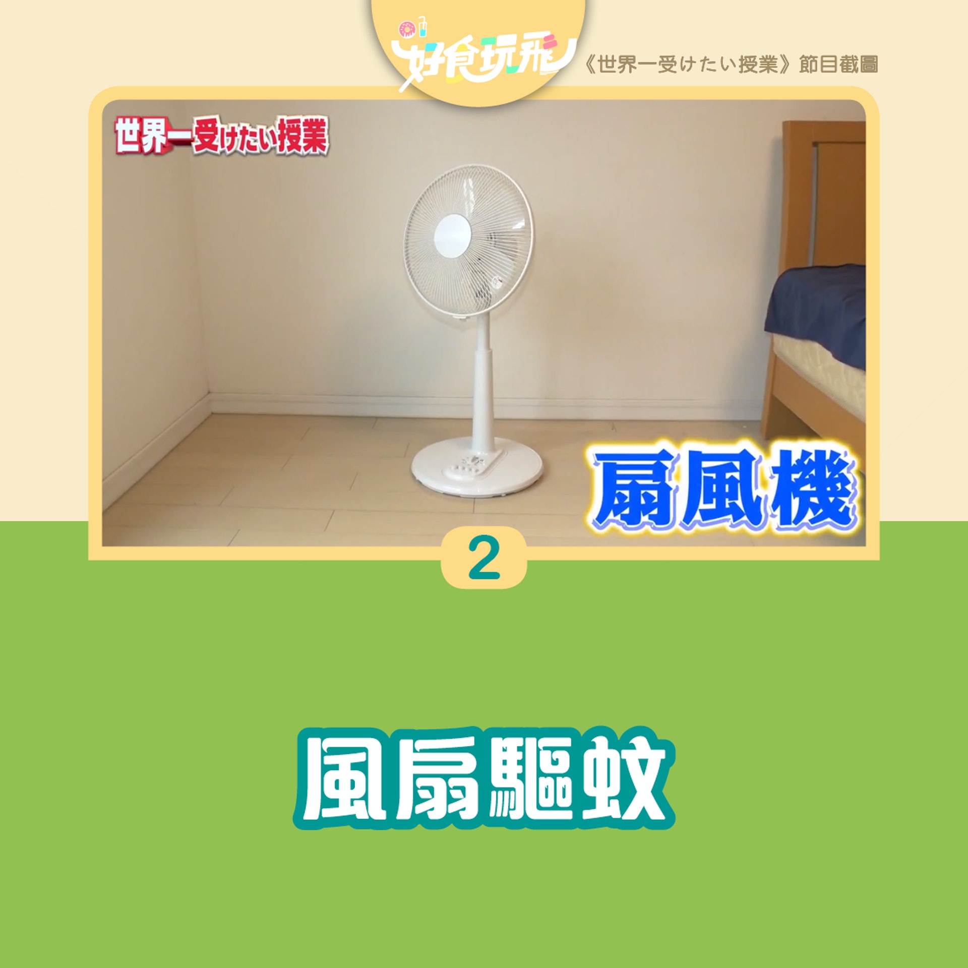 防蚊貼士(圖片來源︰《世界一受けたい授業》截圖) 防蚊貼士(圖片來源︰《世界一受けたい授業》截圖)