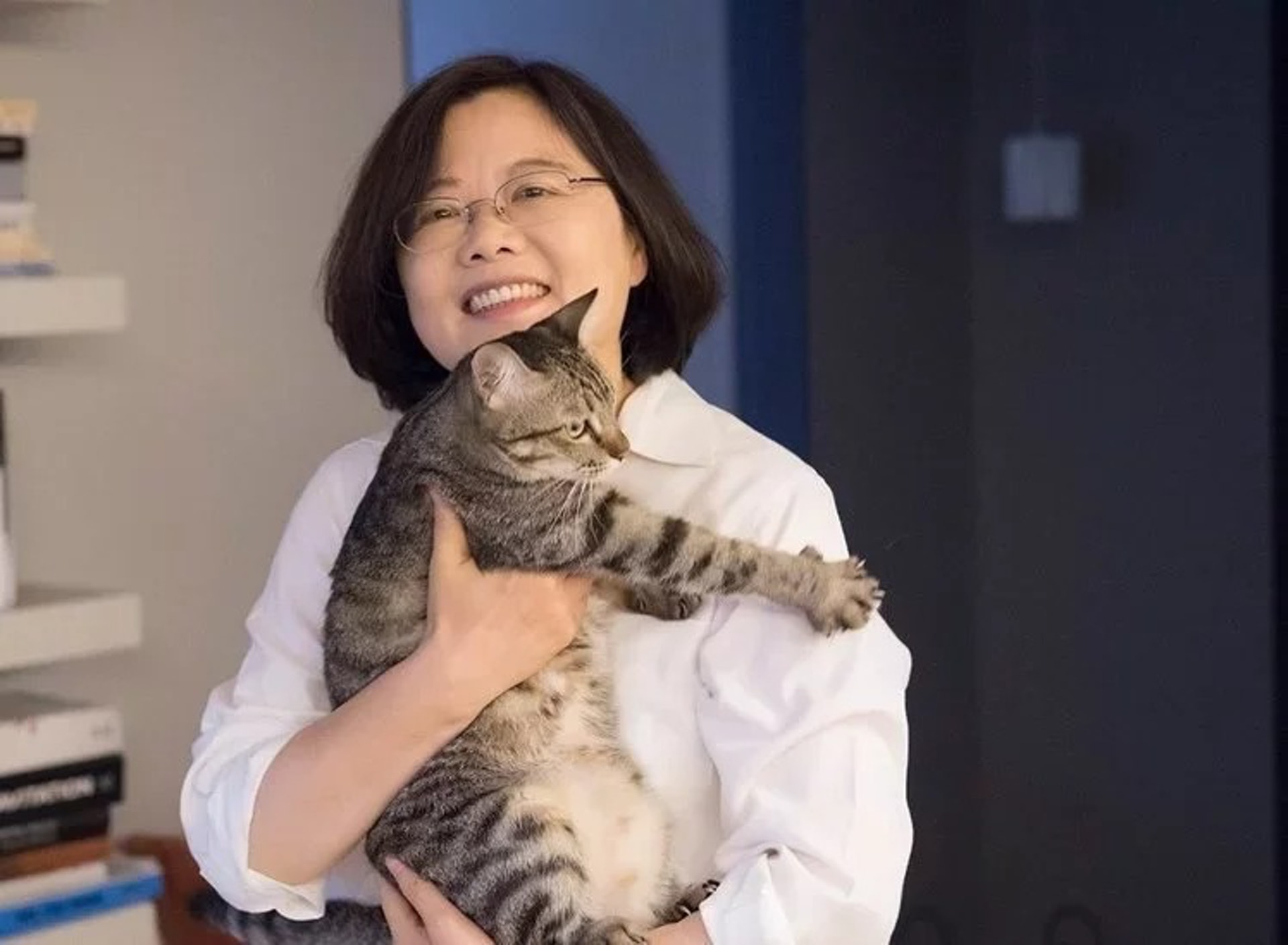 蔡英文與愛貓蔡想想。(FB@蔡英文) 蔡英文與愛貓蔡想想。(FB@蔡英文)