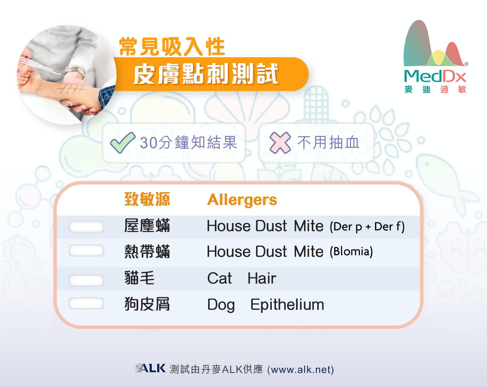 麥迪體檢贊助的吸入性過敏原 - 皮膚點刺快速測試 麥迪體檢贊助的吸入性過敏原 - 皮膚點刺快速測試