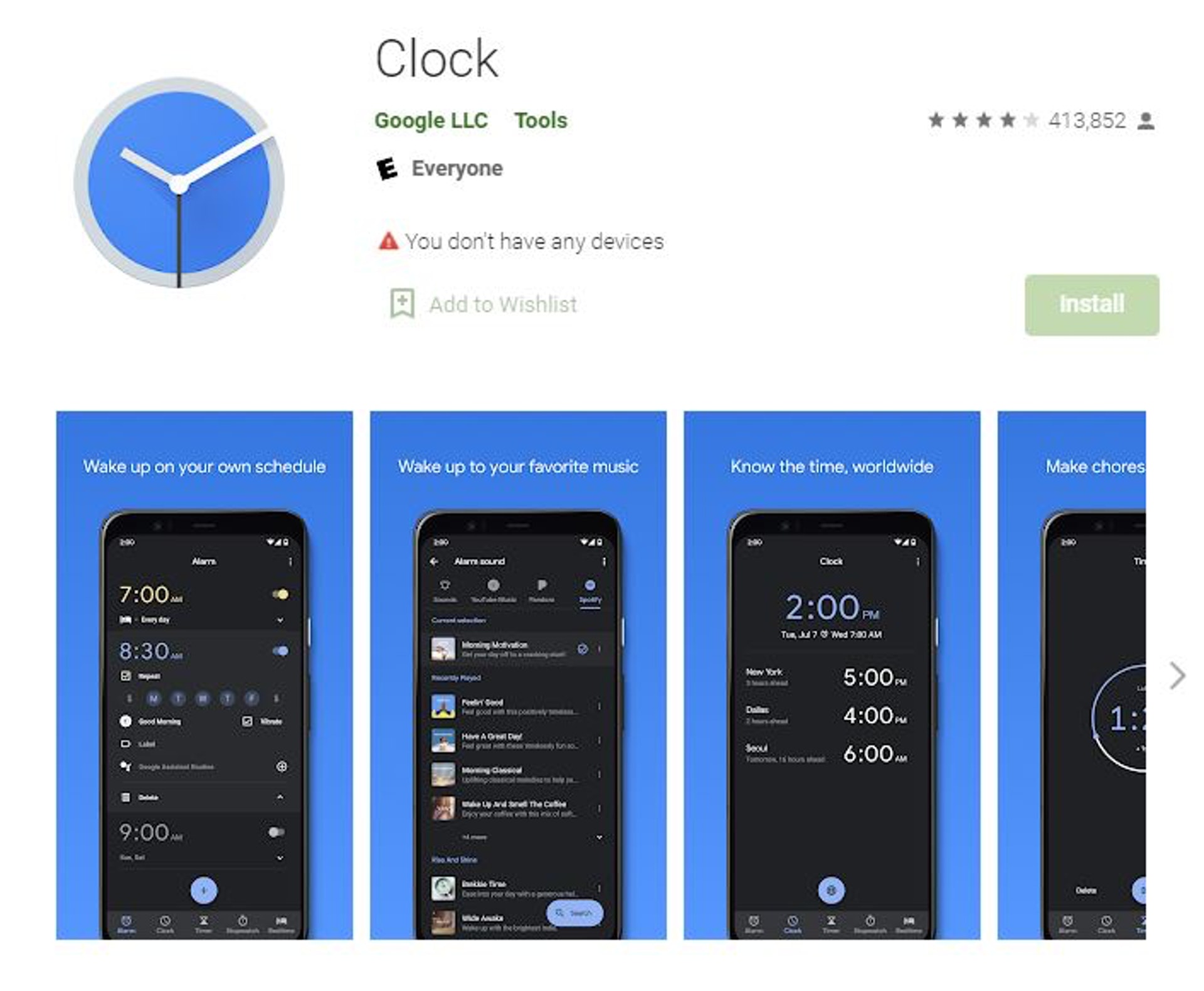 Google的時鐘App卻疑似出包,鬧鐘功能失靈不會響(Google Play擷圖) Google的時鐘App卻疑似出包,鬧鐘功能失靈不會響(Google Play擷圖)
