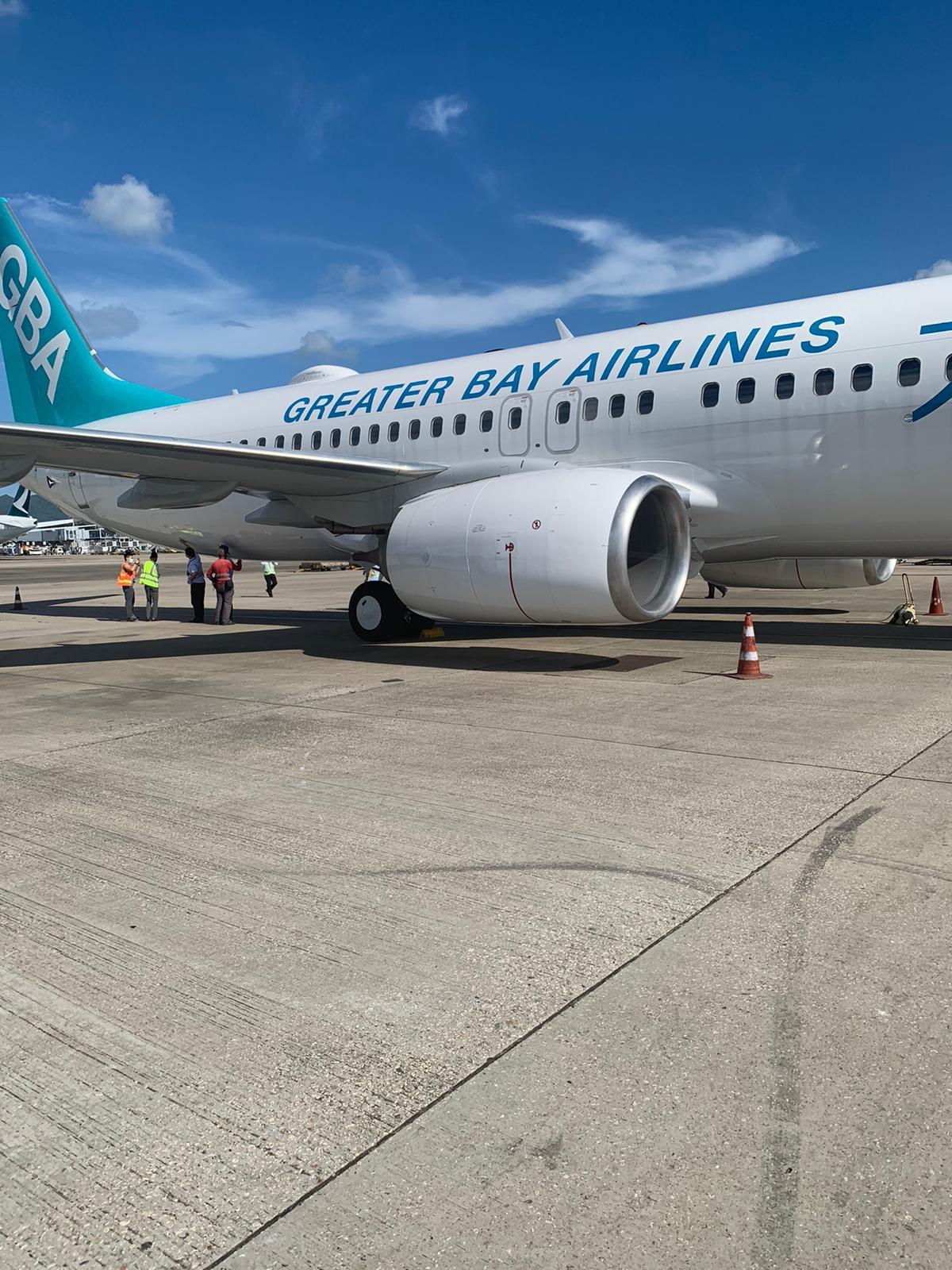 大灣區航空首架波音737-800客機今午抵港。（大灣區航空提供）