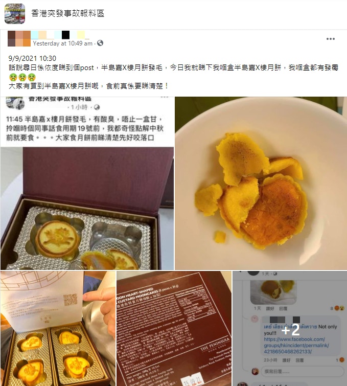 半島酒店嘉麟樓月餅驚見大量黑點多名苦主指 未過期就發霉 香港01 食玩買