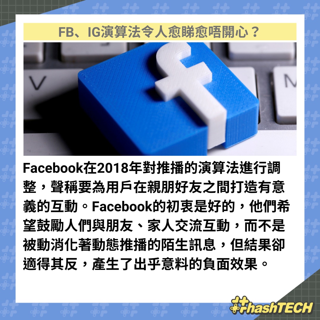 為何FB、IG演算法令人愈睇愈唔開心？（01製圖／圖：路透社）