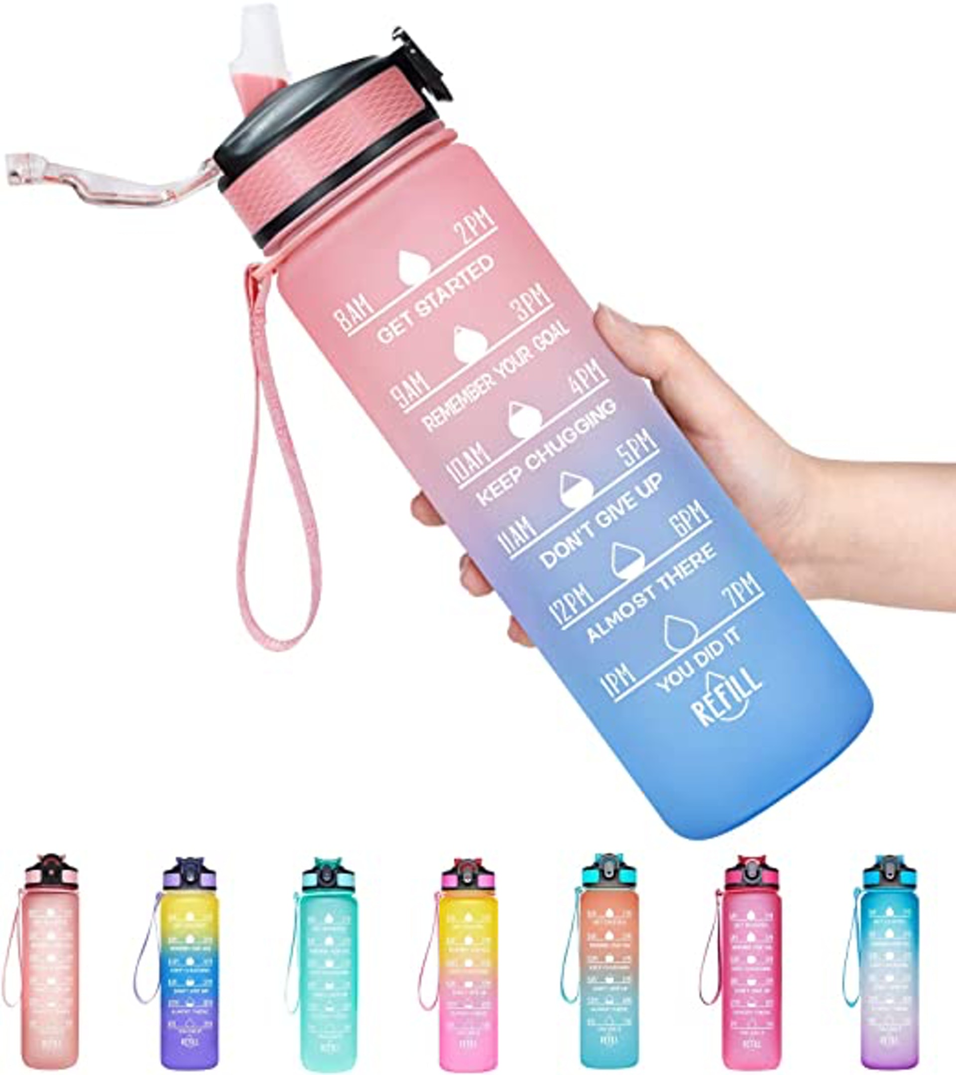 近期大熱的彩虹水樽不但有超高顏值，還有提醒飲水的功能。（圖片：amazon）