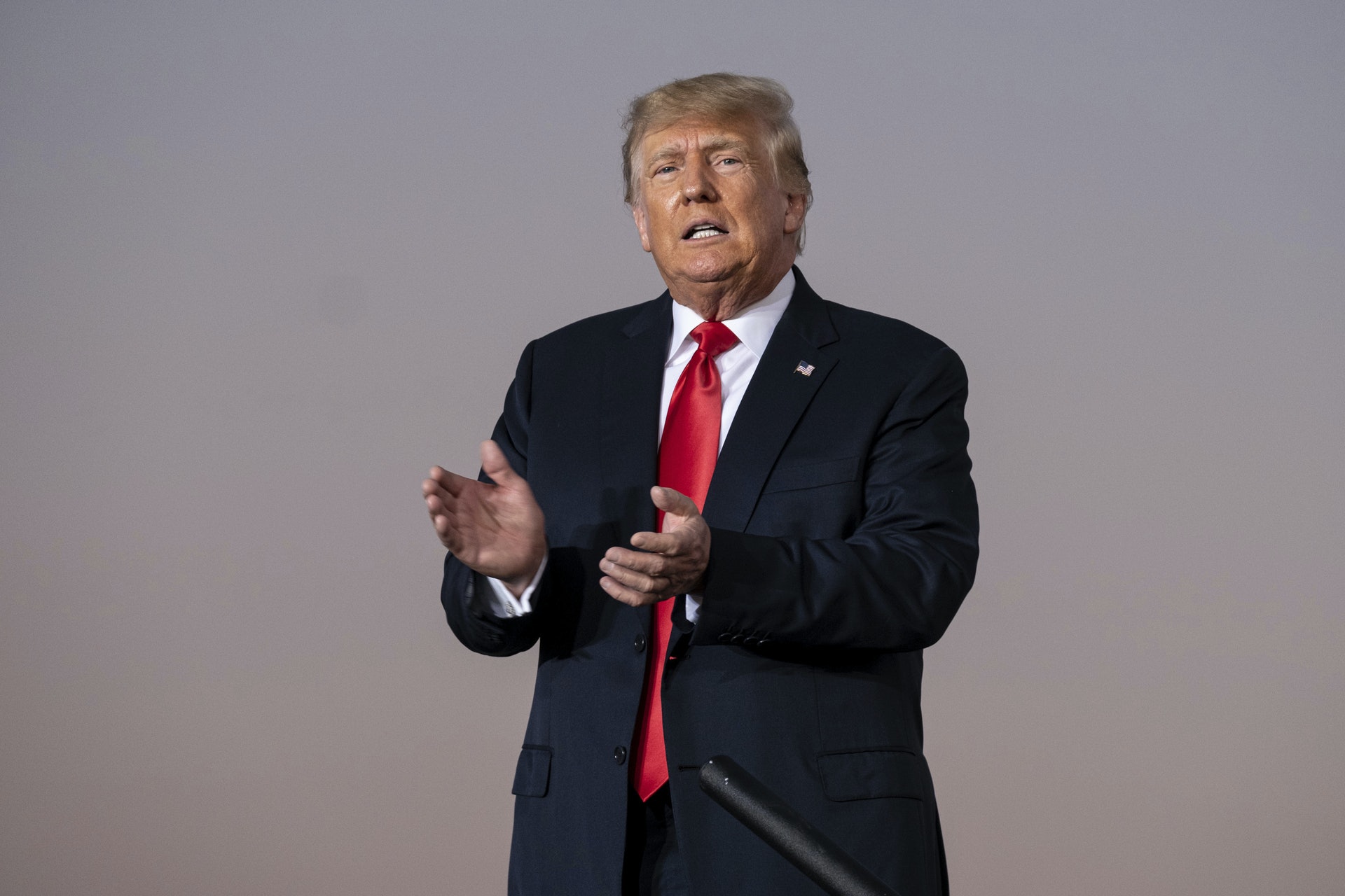 圖為2021年9月25日,美國總統特朗普於佐治亞州出席集會。(AP)