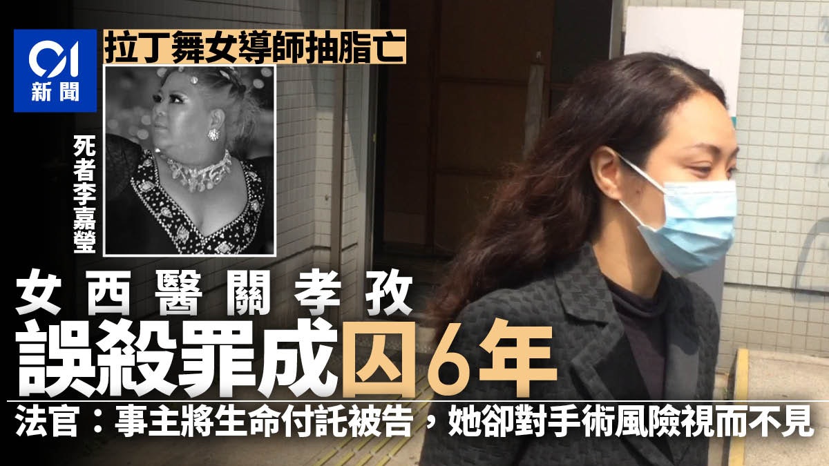 拉丁舞女導師抽脂死 女西醫誤殺罪成 官斥行為惡劣囚6年 拉丁舞女導師抽脂死 女西醫誤殺罪成 官斥行為惡劣囚6年