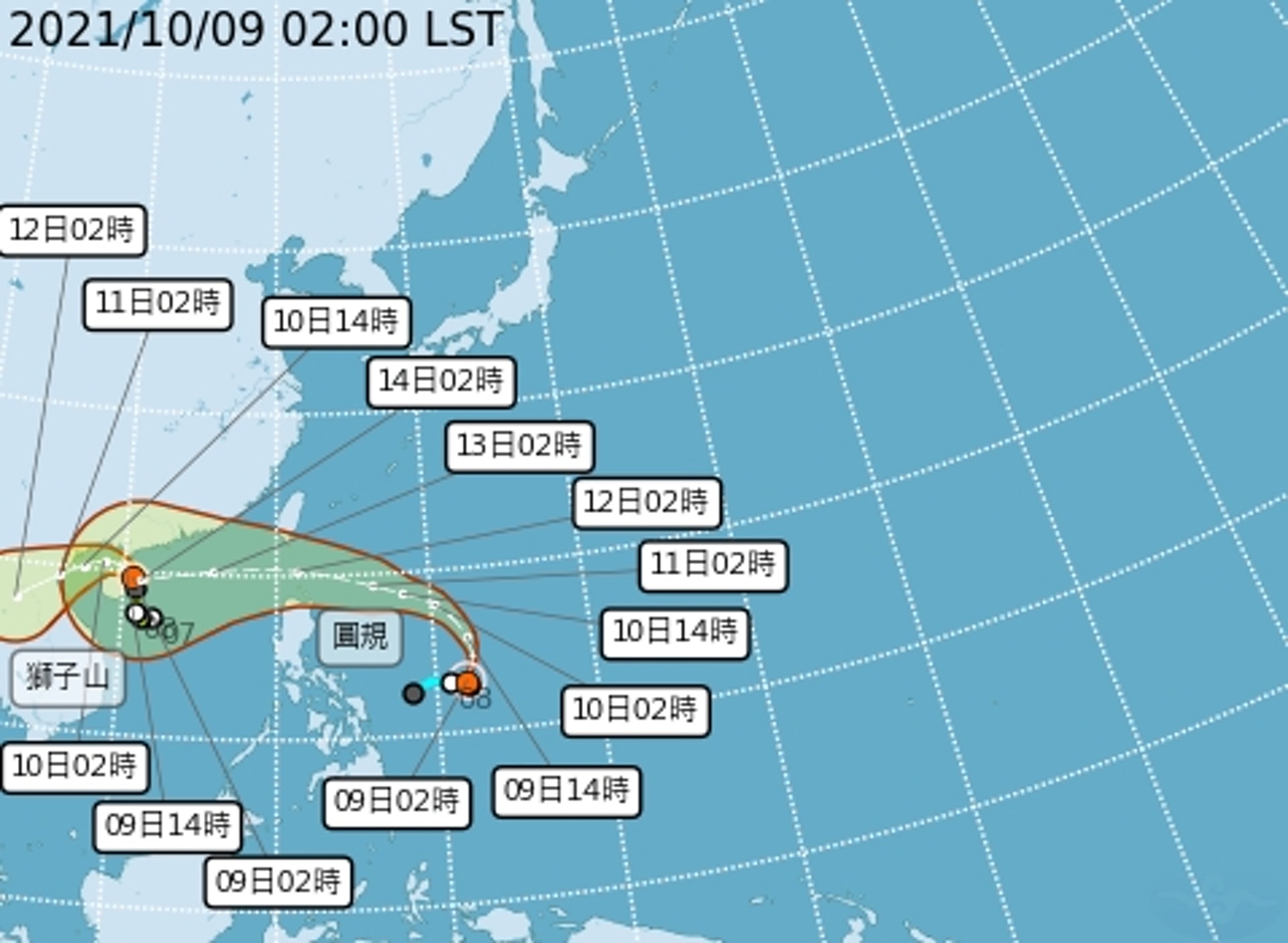 「圓規」整體體積巨大,暴風圈範圍亦將會覆蓋香港。(台灣中央氣象局) 「圓規」整體體積巨大,暴風圈範圍亦將會覆蓋香港。(台灣中央氣象局)