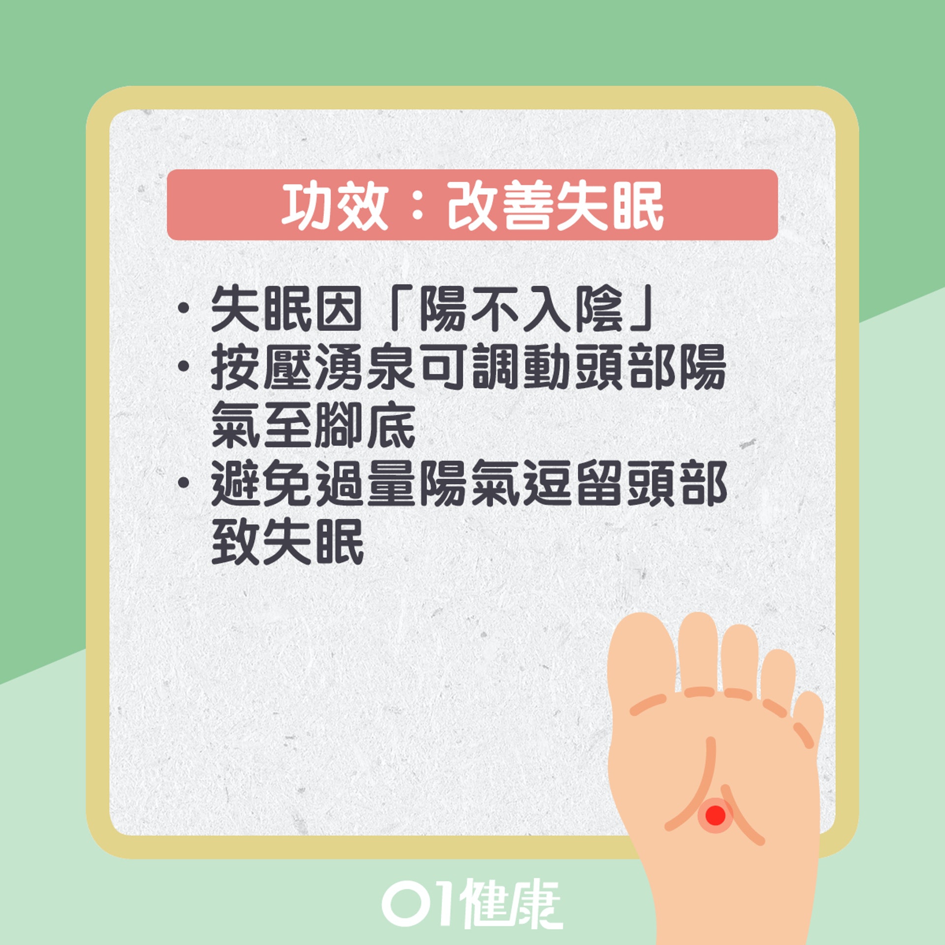 湧泉穴功效。(01製圖) 湧泉穴功效。(01製圖)