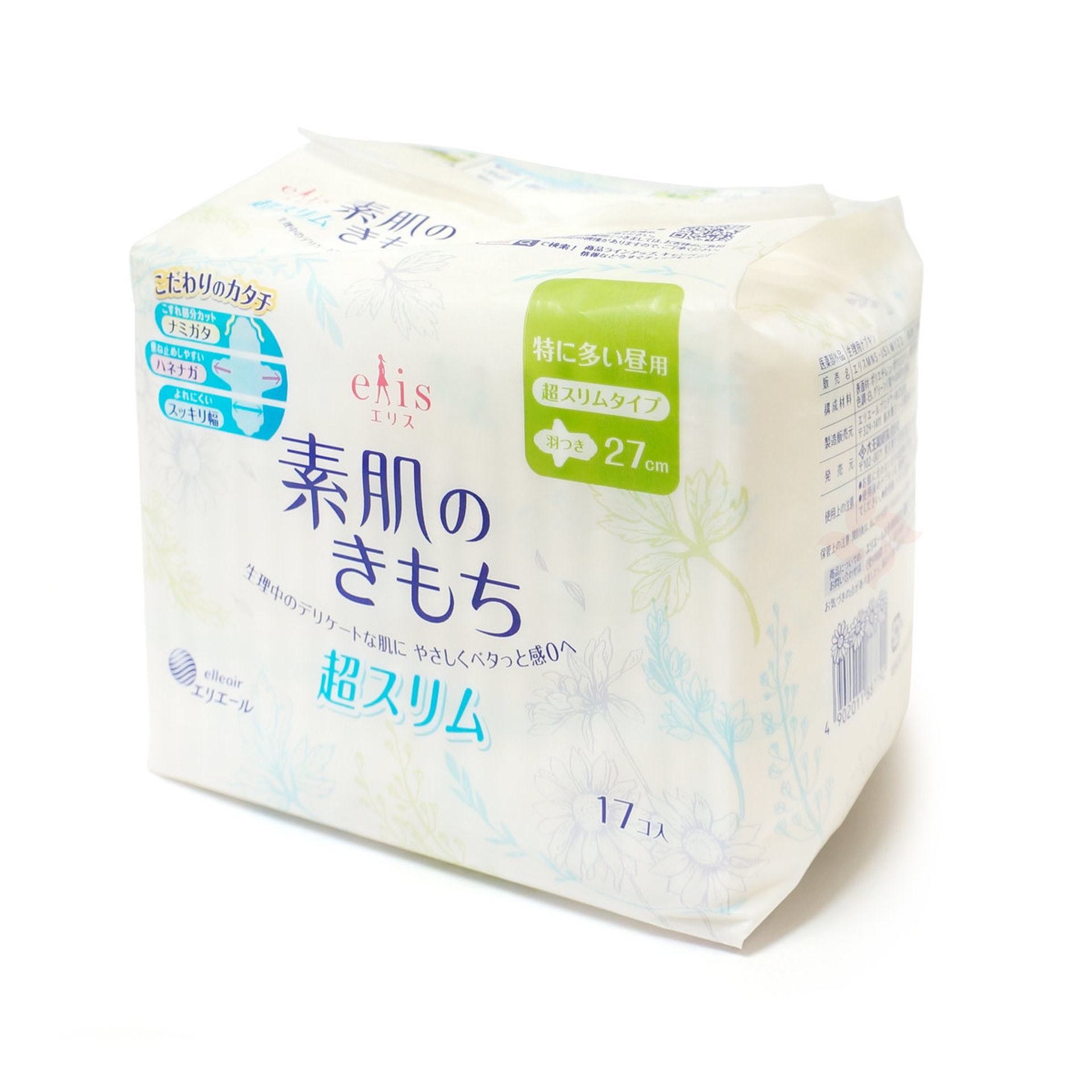 Elis Megami 零感清爽超薄日用量多護翼衛生巾 27cm 售價為$30。（Elis官網）