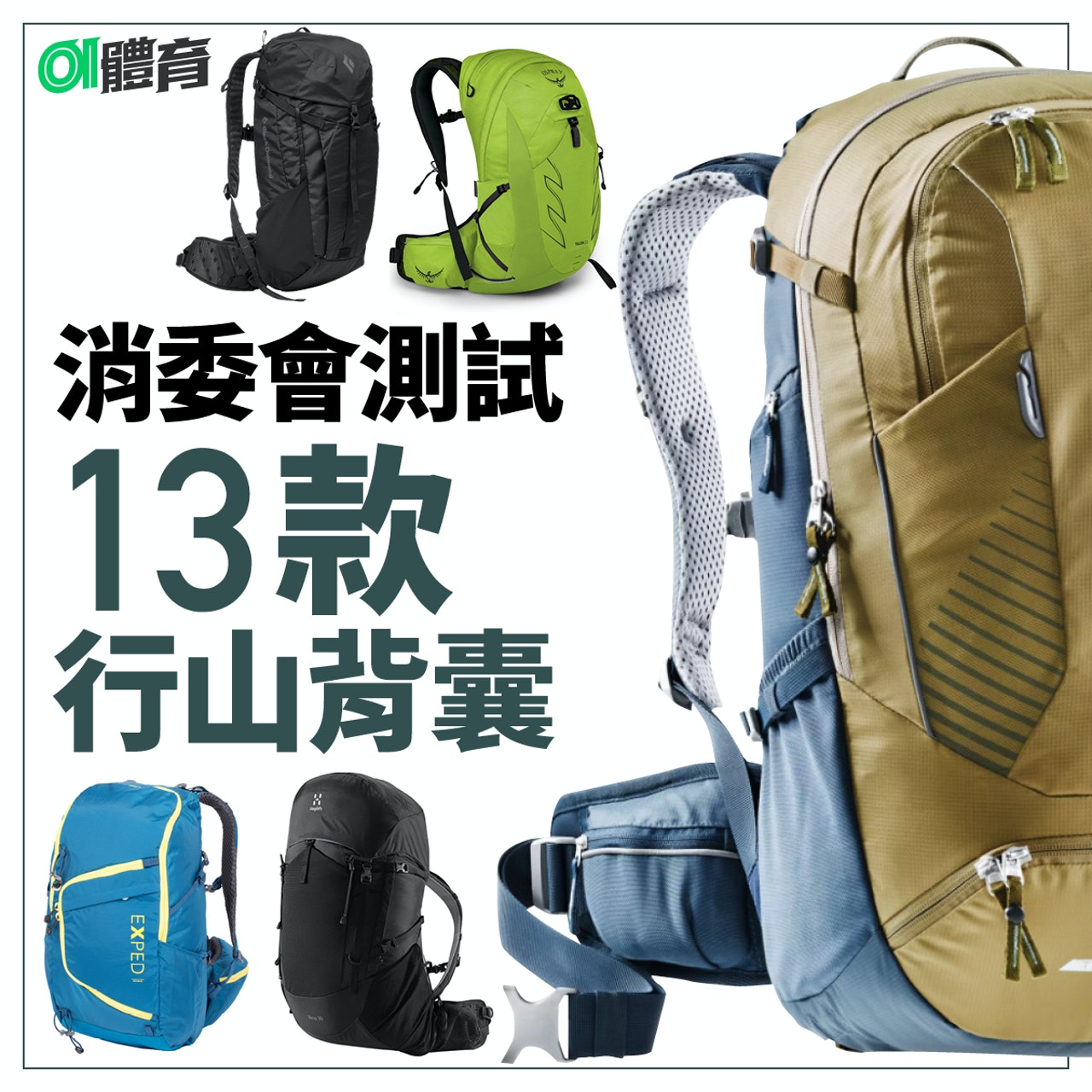 消委會在2021年10月公布13款行山背囊的測試比較。(01美術製圖) 消委會在2021年10月公布13款行山背囊的測試比較。(01美術製圖)
