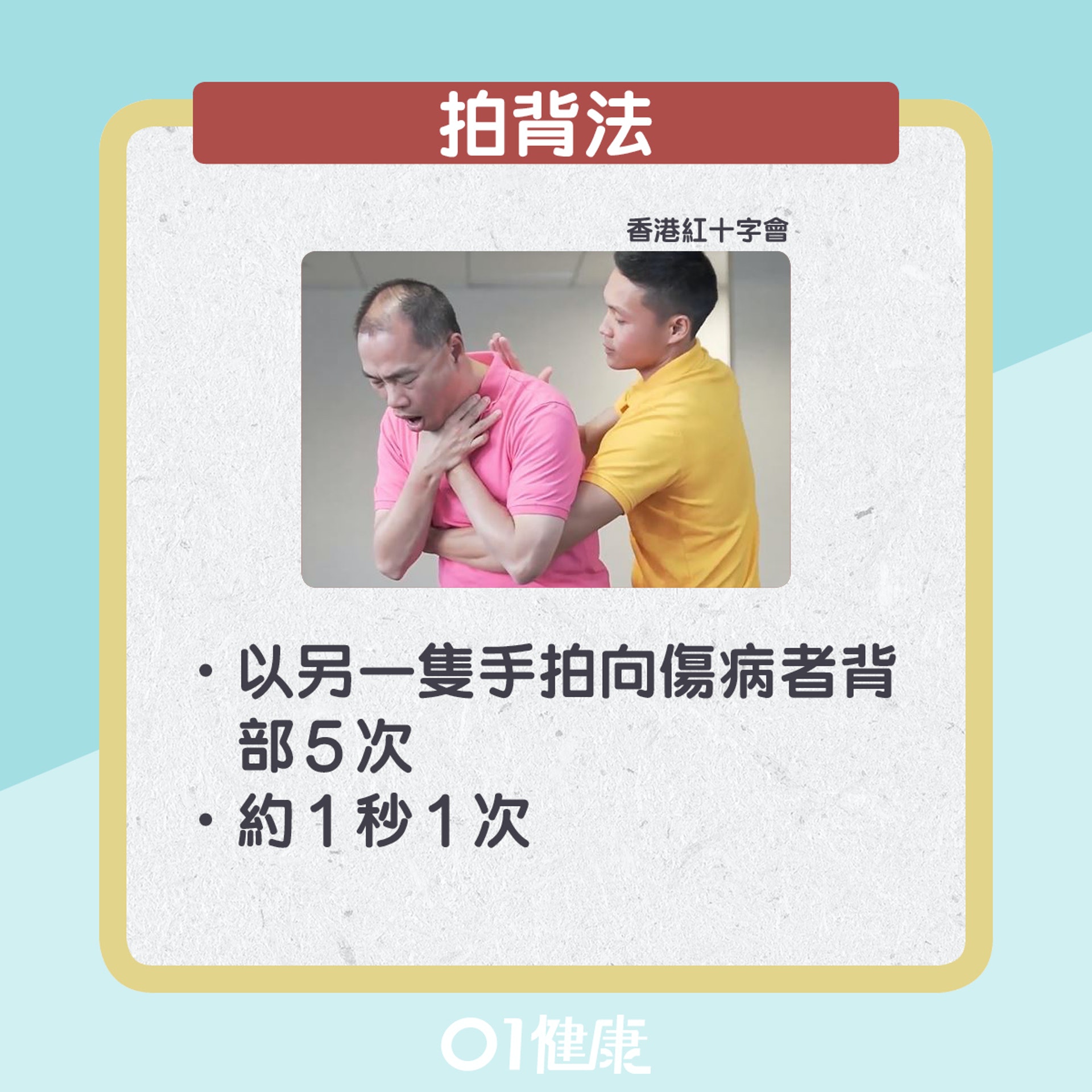鯁喉急救方法。(01製圖) 鯁喉急救方法。(01製圖)