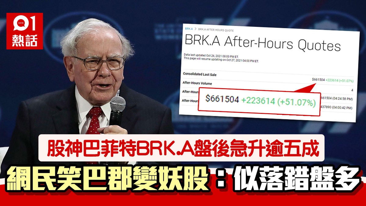 巴郡A股盤後股價離奇升51% 網民估有人或落錯盤：隨時蝕$500幾萬
