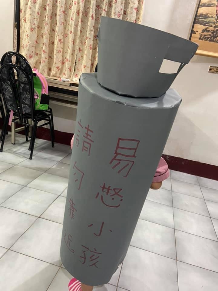 台媽發揮創意為萌娃設計煤氣桶造型（FB@爆廢公社公開版）