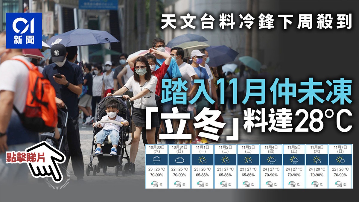 天文台料冷鋒漸形成向南移踏入11月仍未凍立冬氣溫最高達28度 香港01 天氣