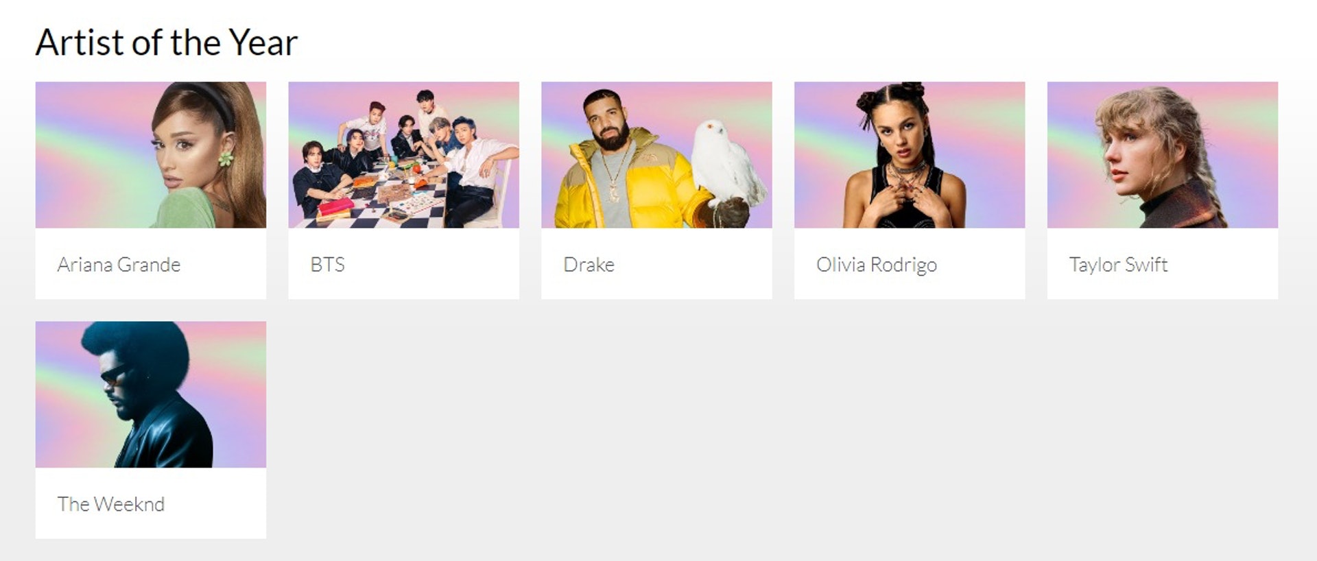 今年「年度歌手」後補位位都是BTS防彈少年團的勁敵!(AMA) 今年「年度歌手」後補位位都是BTS防彈少年團的勁敵!(AMA)