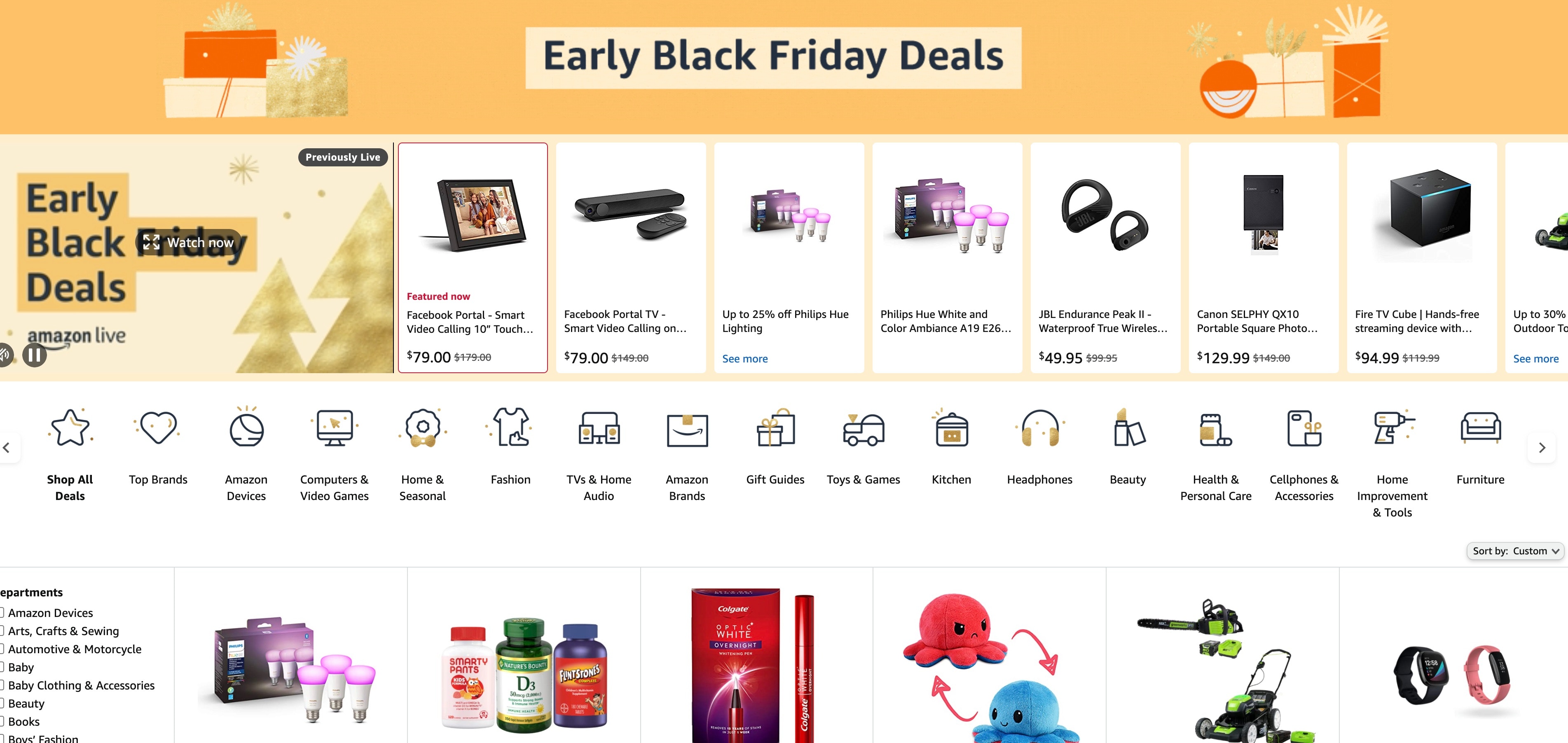 Amazon搶先推出Early Black Friday deal，不少產品已大幅劈價，非常抵買。（Amazon截圖）