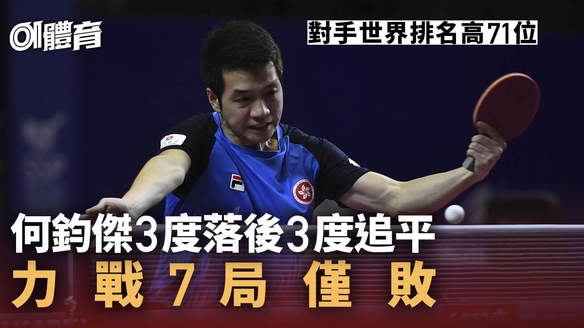 乒乓世錦賽︱男單首圈3港將2人下馬 黃鎮廷有驚無險晉級 乒乓世錦賽︱男單首圈3港將2人下馬 黃鎮廷有驚無險晉級