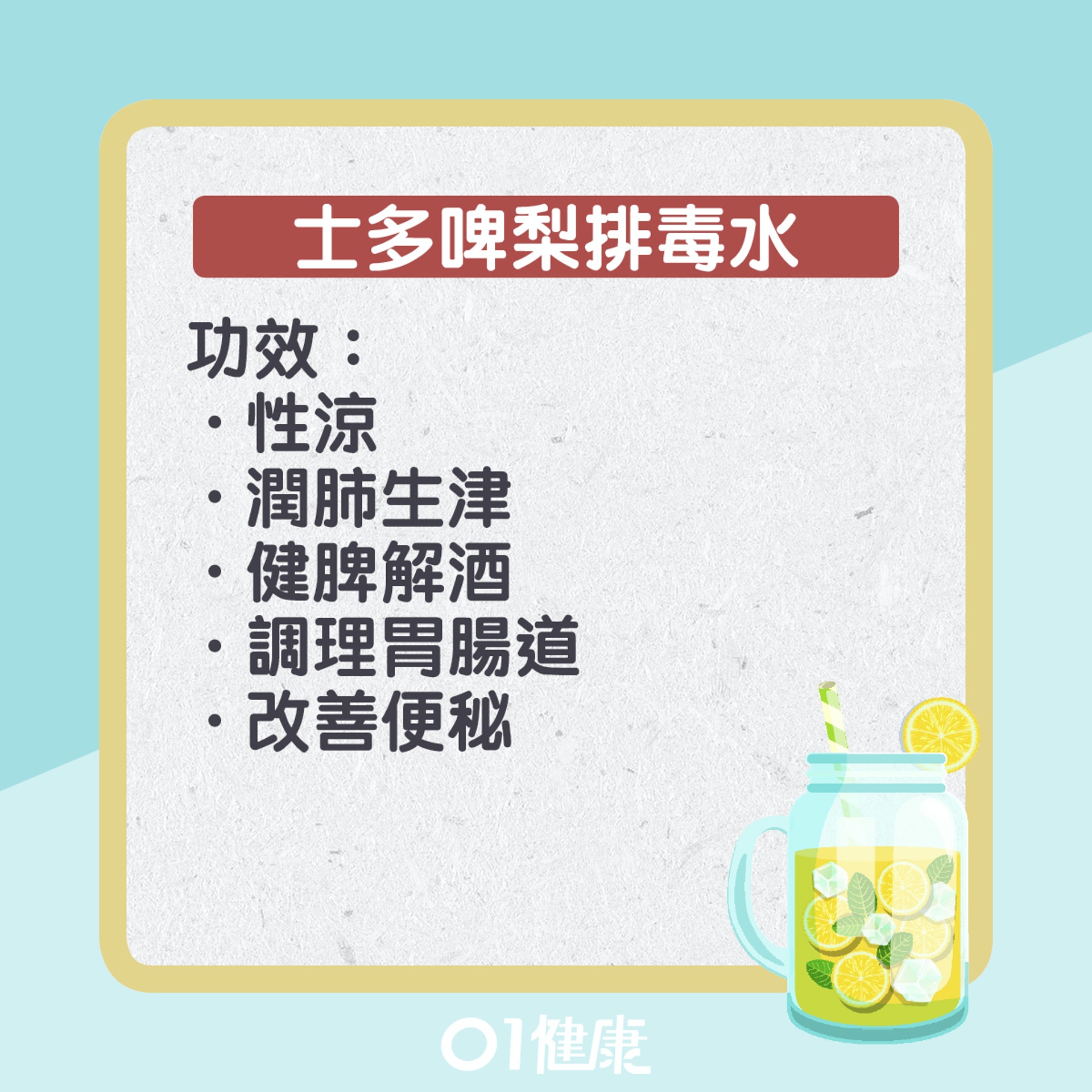 排毒水食譜。(01製圖) 排毒水食譜。(01製圖)
