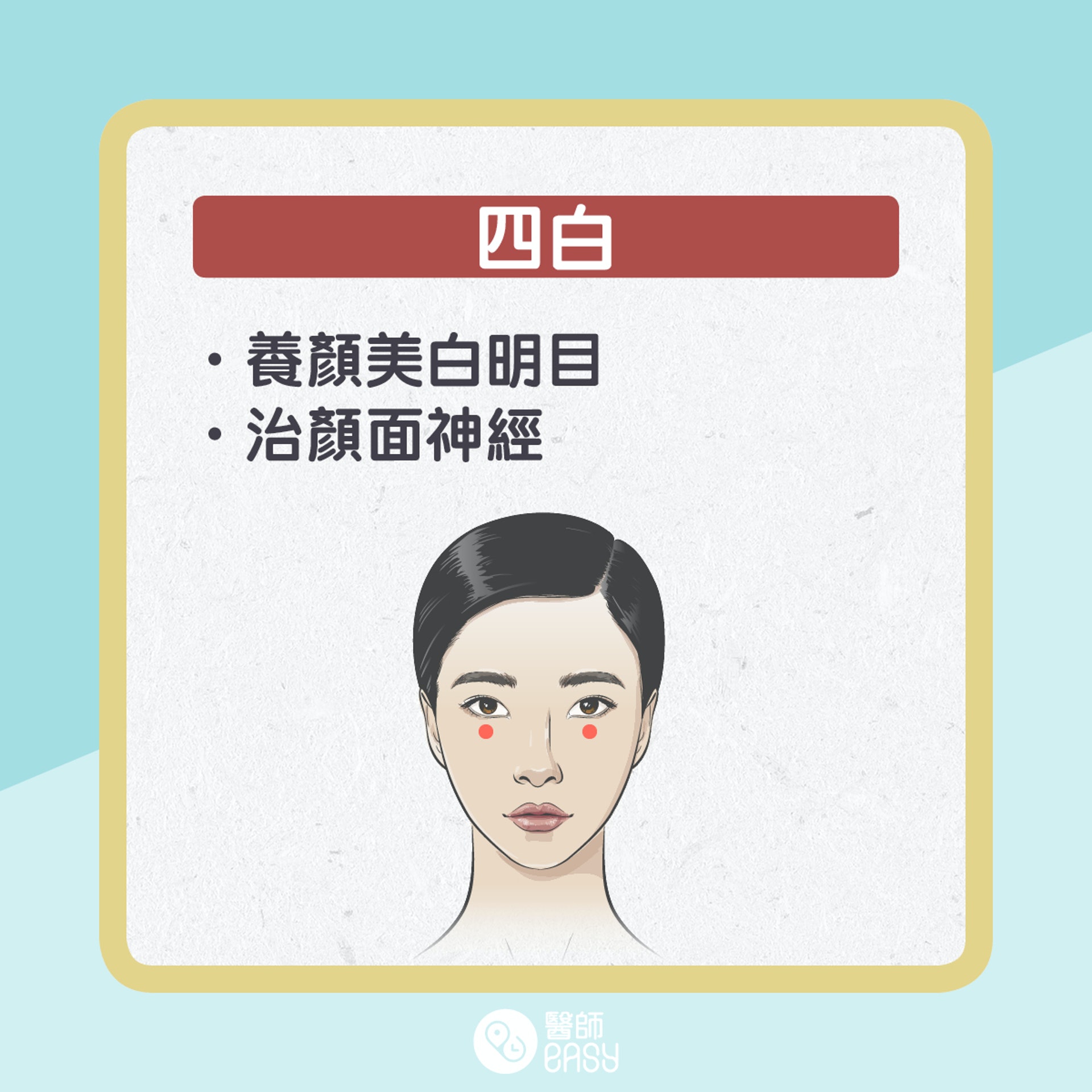 十大美顏臉部穴位。(醫師Easy製圖) 十大美顏臉部穴位。(醫師Easy製圖)