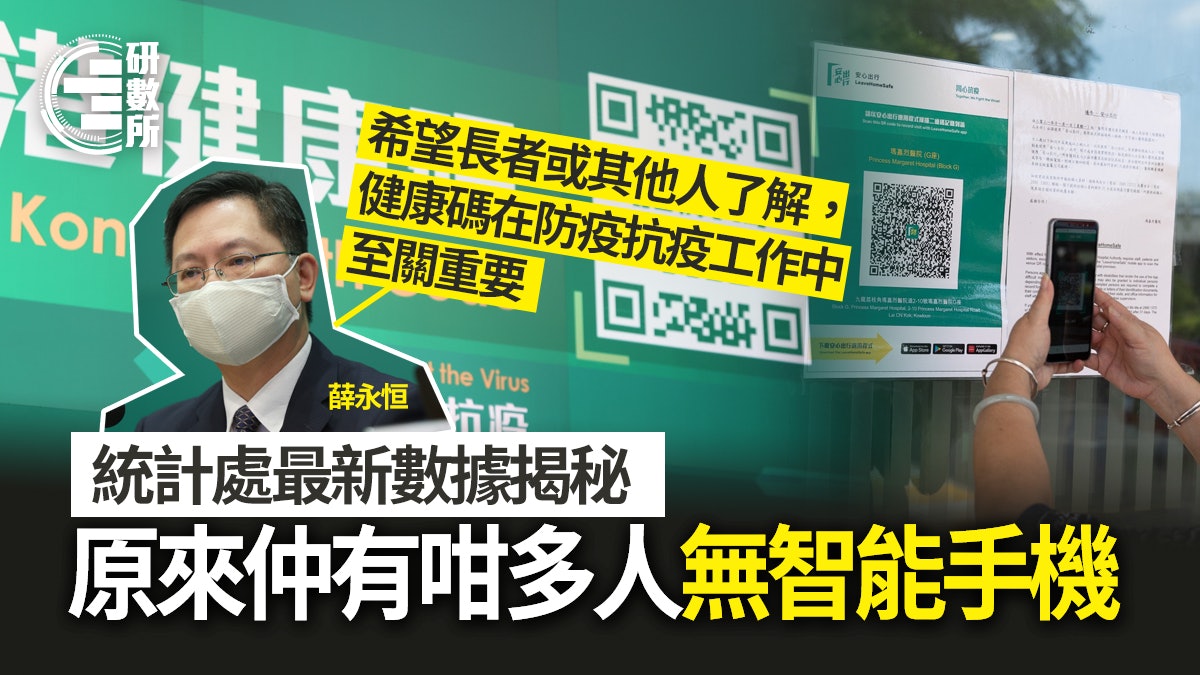 香港健康碼|薛永恒指無手機不能用!統計處揭咁多長者無智能手機 香港健康碼|薛永恒指無手機不能用!統計處揭咁多長者無智能手機