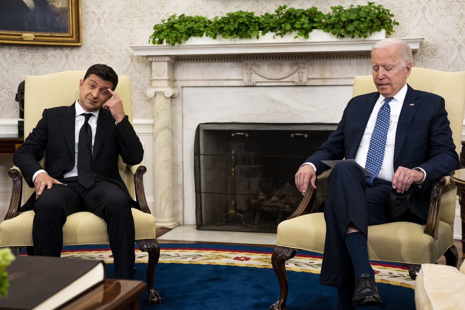 2021年9月1日，烏克蘭總統澤連斯基訪問華盛頓白宮，與美國總統拜登舉行會談。（Getty Images）