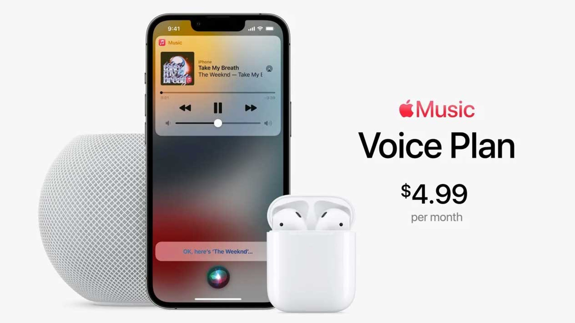 Apple Music Voice Plan 被視為 Apple 旗下最入門的平價訂閱音樂串流方案,雖然有著少量限制,但對個人用戶而言的確吸引(圖 Apple)