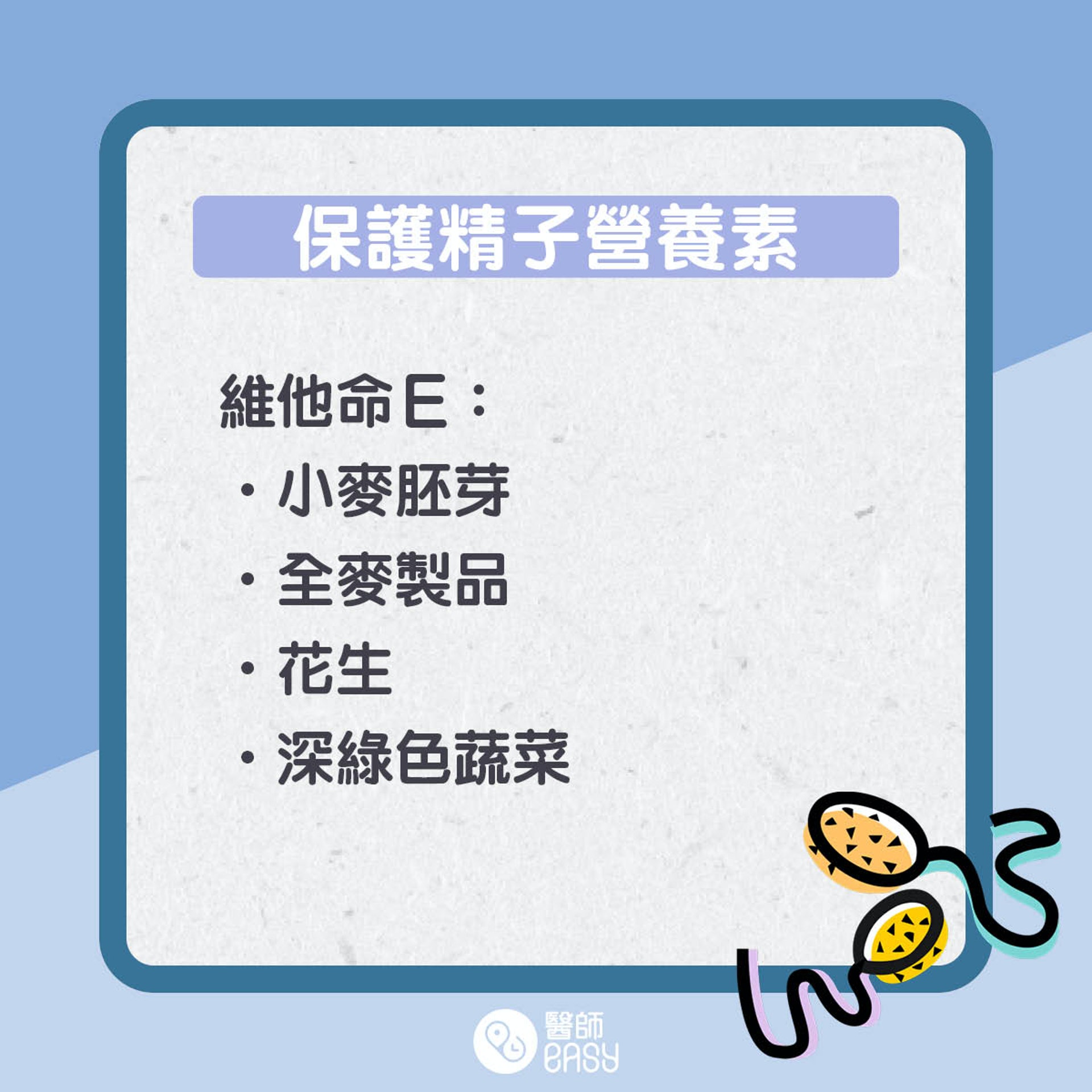 5大護精營養素。(01製圖) 5大護精營養素。(01製圖)