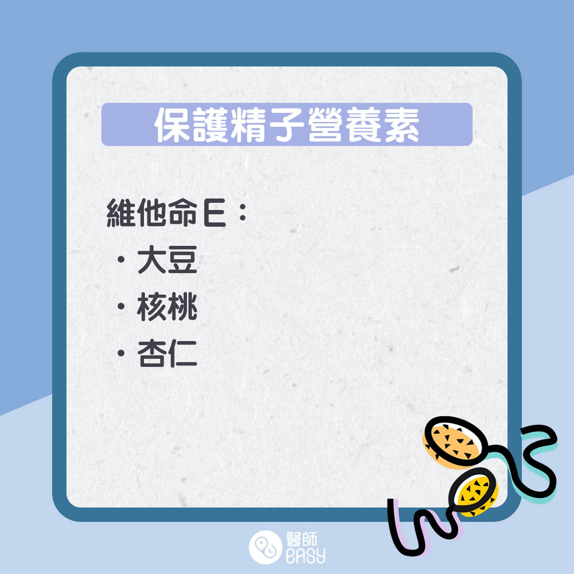 5大護精營養素。(01製圖) 5大護精營養素。(01製圖)