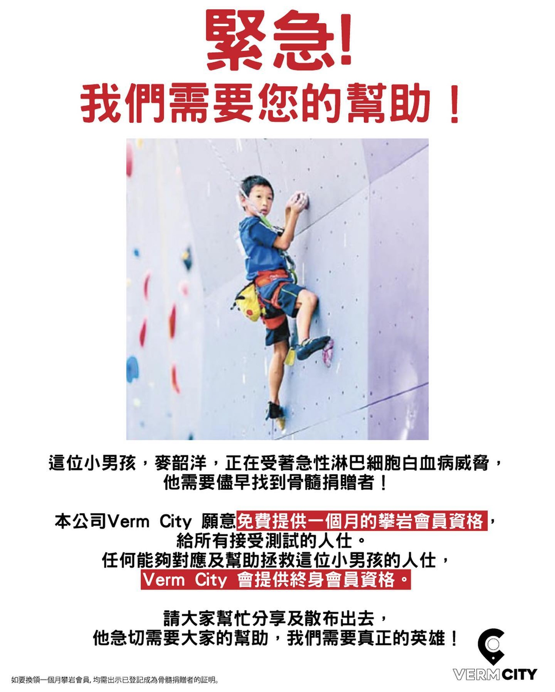 不少攀石場甚至「中國香港攀山及攀登總會」也有為韶洋出一分力，幫忙宣傳捐骨髓血液行動