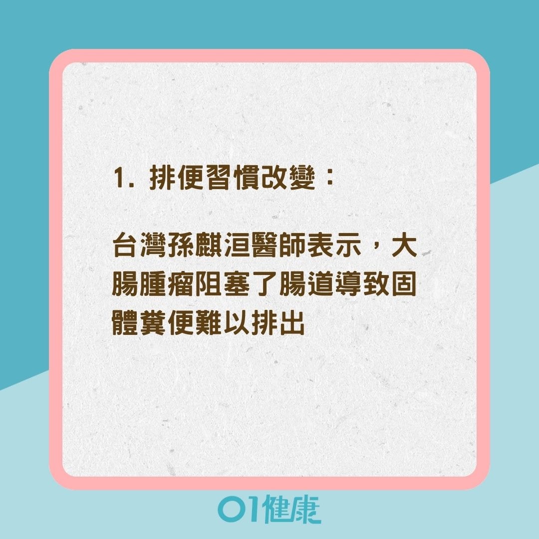 大腸直腸癌的常見癥兆（01製圖）