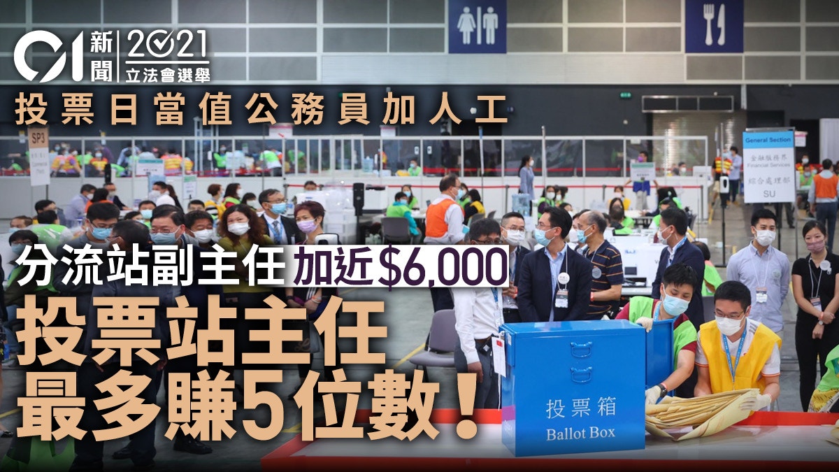 立法會選舉｜當值公務員加人工分流站票站主任增幅近6000元