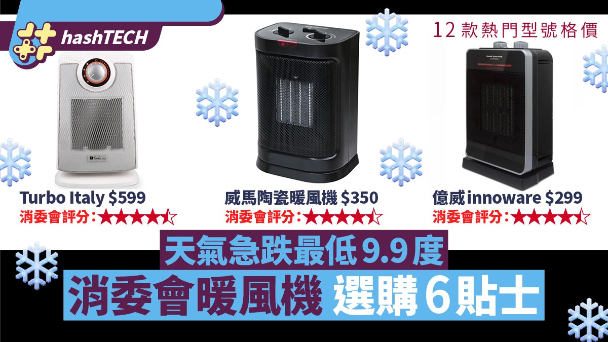消委會暖風機6個選購貼士|300呎樓用邊款?友和豐澤12款抵買之選 消委會暖風機6個選購貼士|300呎樓用邊款?友和豐澤12款抵買之選