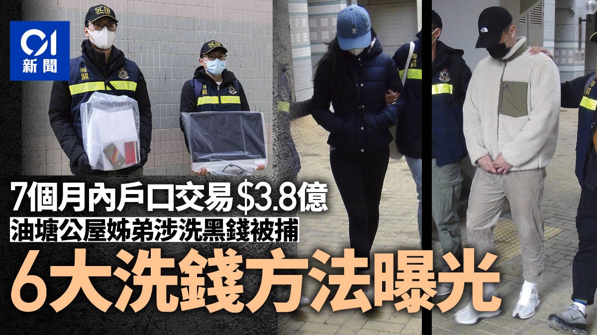 油塘公屋姊弟月入萬餘 7月內戶口交易$3.8億 涉洗黑錢被捕