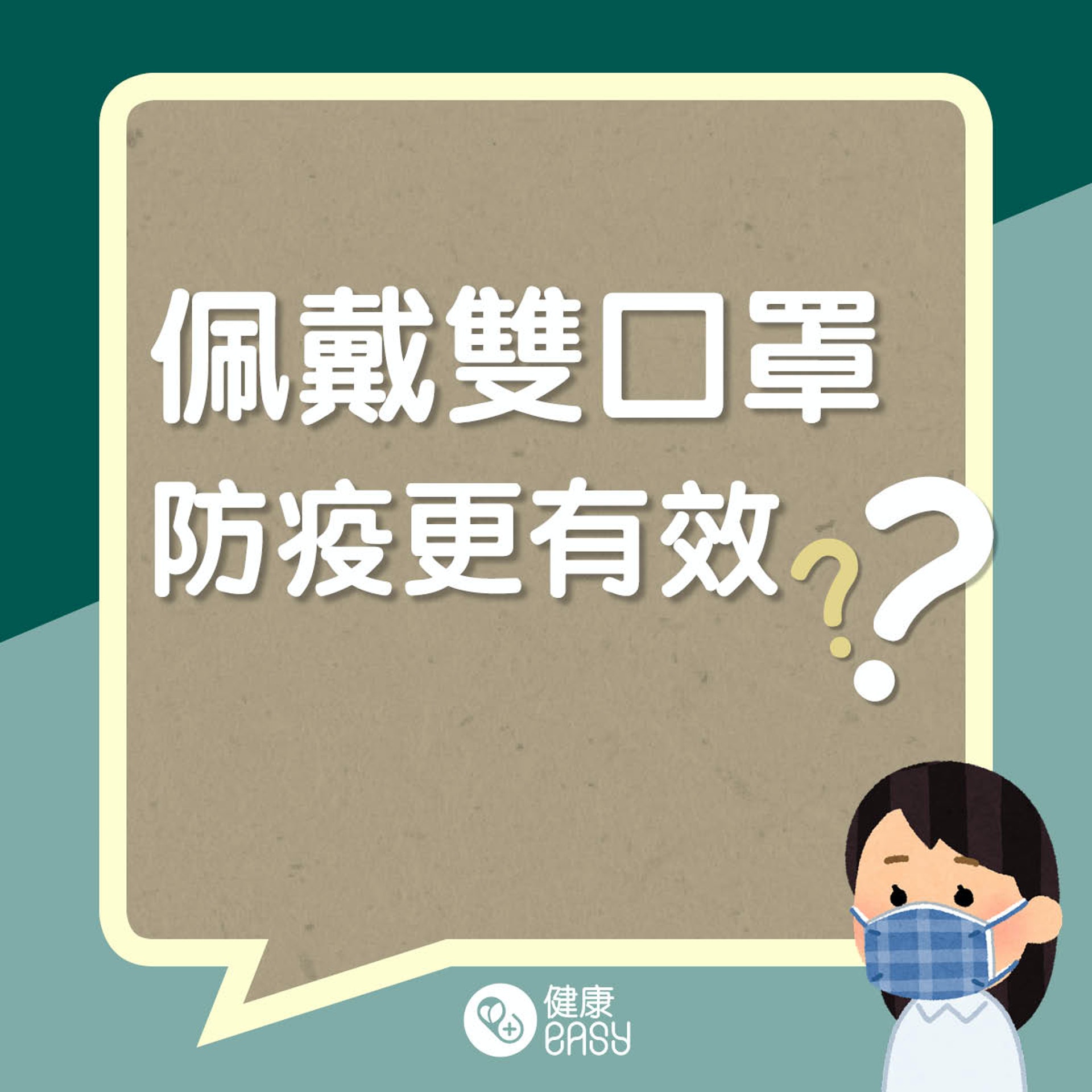 雙口罩助防疫?(醫師Easy製圖) 雙口罩助防疫?(醫師Easy製圖)