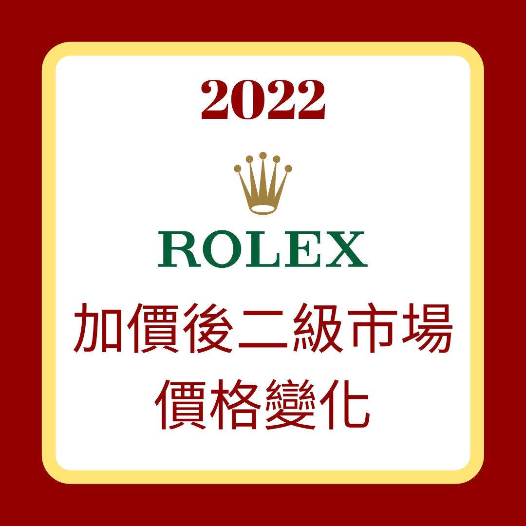 2022 Rolex 勞力士加價後二級市場價格變化（01製圖）