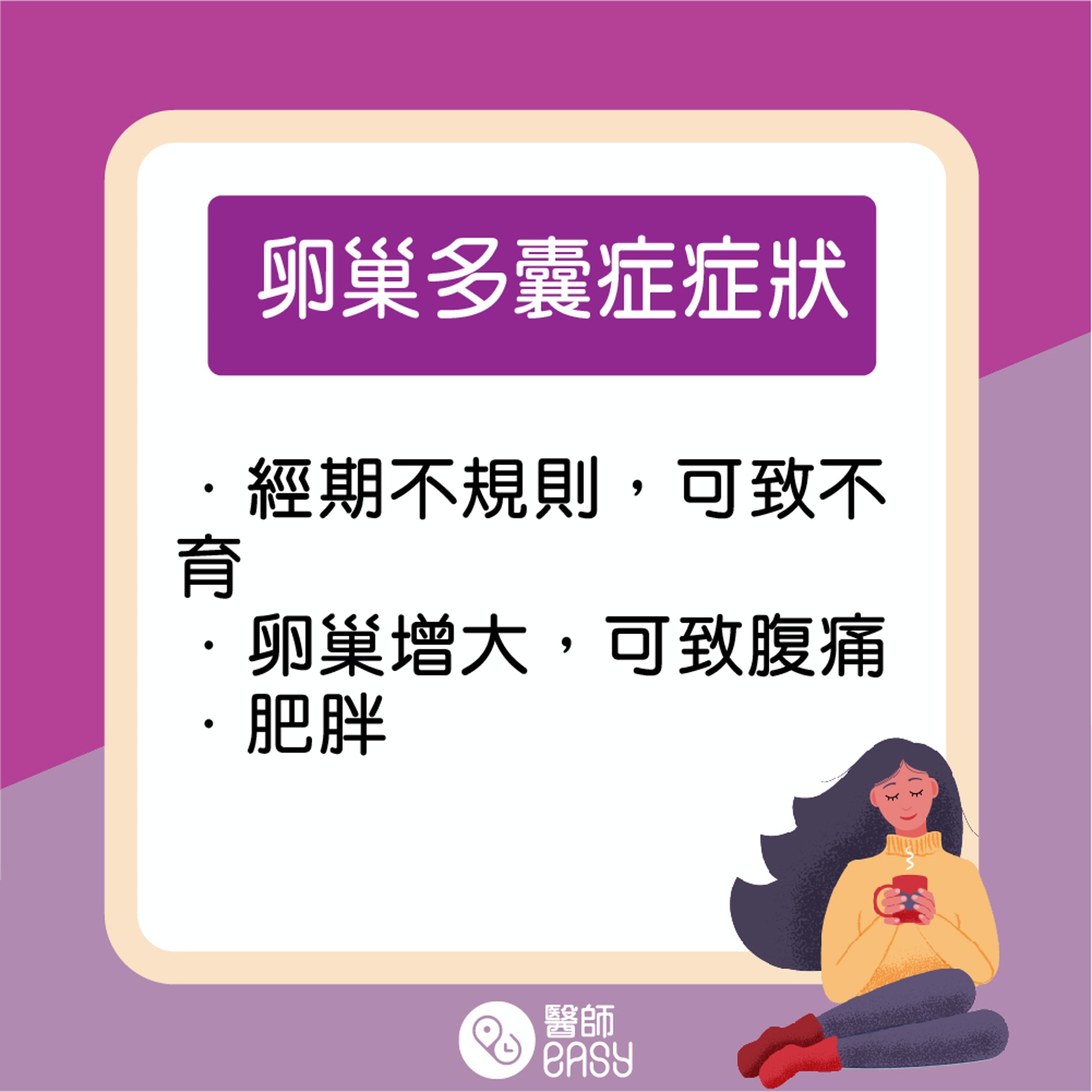 卵巢多囊症知多啲。(醫師Easy製圖) 卵巢多囊症知多啲。(醫師Easy製圖)