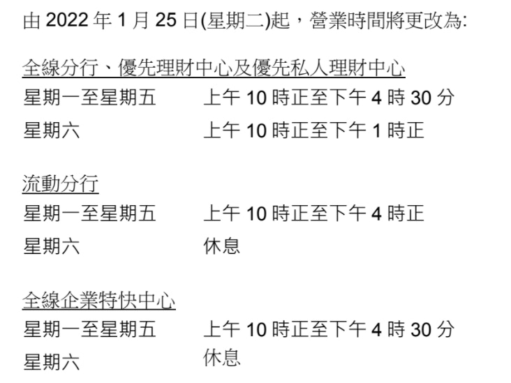 Omicron｜渣打香港周二起調整分行營業時間至另行通告
