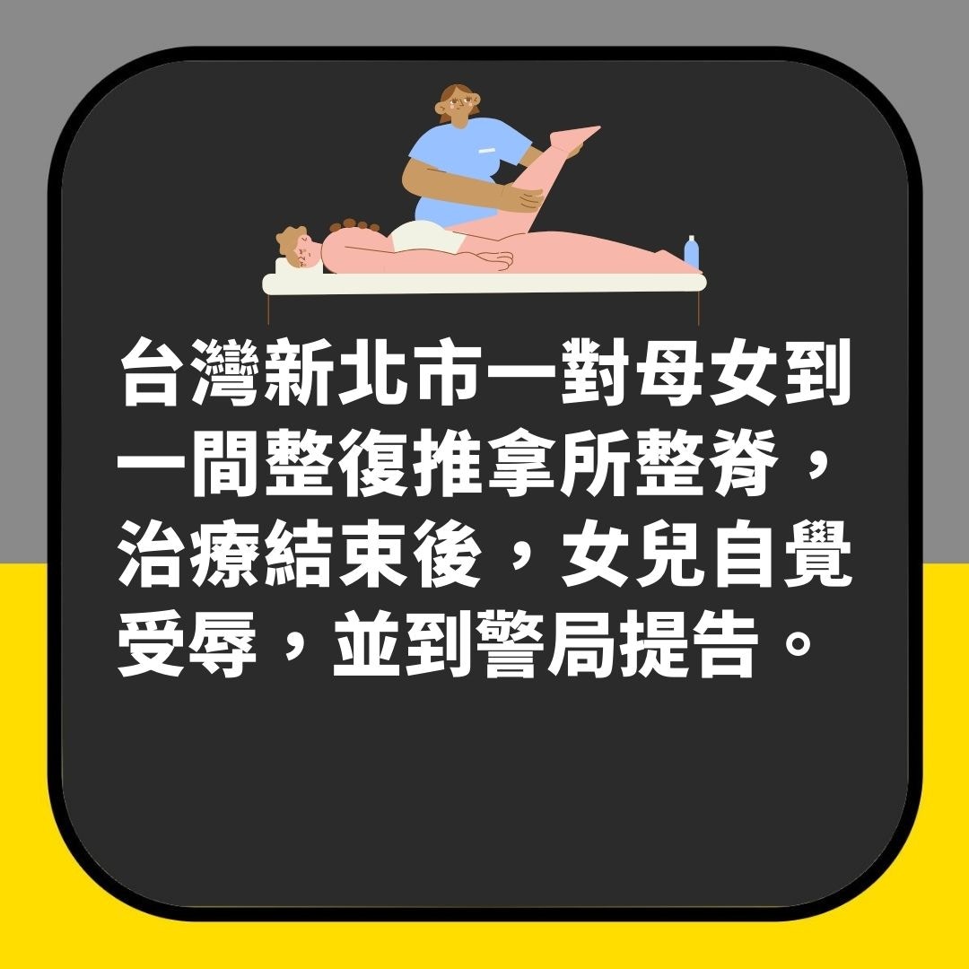 台女推拿店遭手指抽插肛門10多秒感受辱報警　治療師：為矯正脊椎（01製圖）