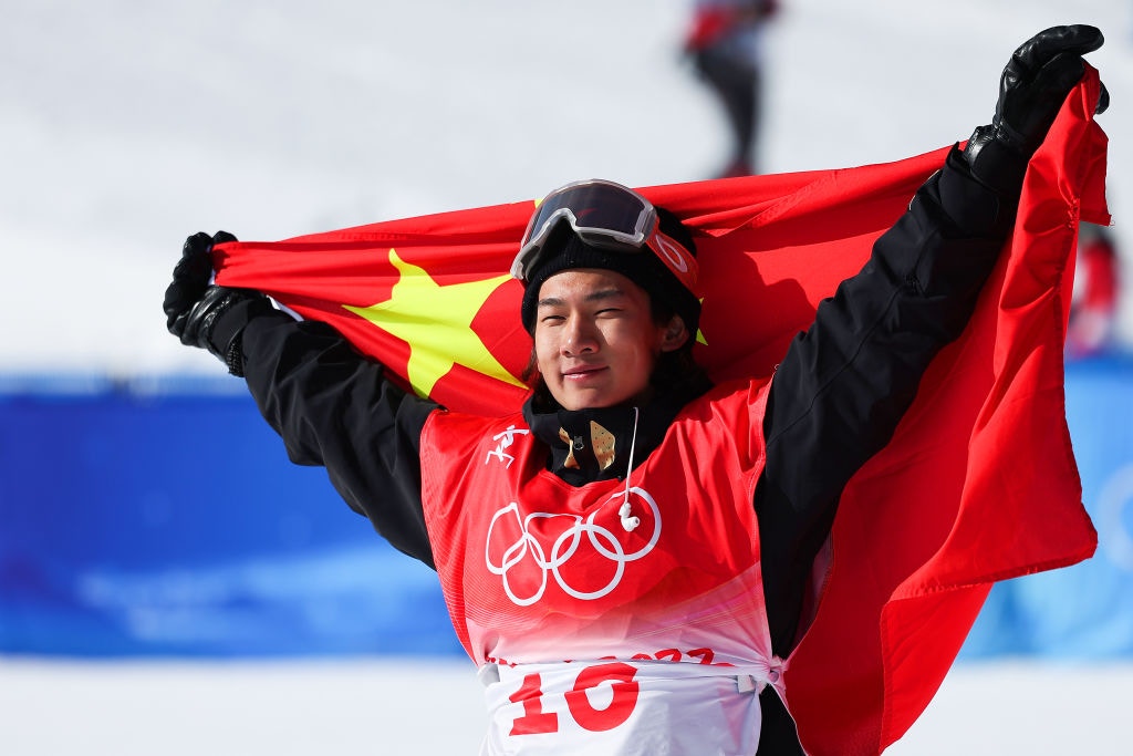 蘇翊鳴今日在單板滑雪男子坡面障礙技巧贏得銀牌。（Getty Images）