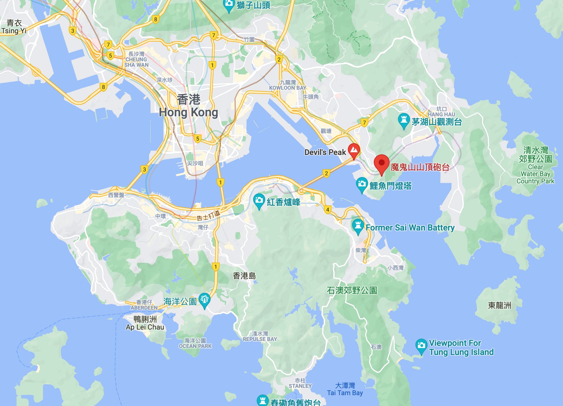魔鬼山的官方名稱為炮台山,位於油塘與調景嶺之間,海拔222米!(自由旅生授權使用) 魔鬼山的官方名稱為炮台山,位於油塘與調景嶺之間,海拔222米!(自由旅生授權使用)