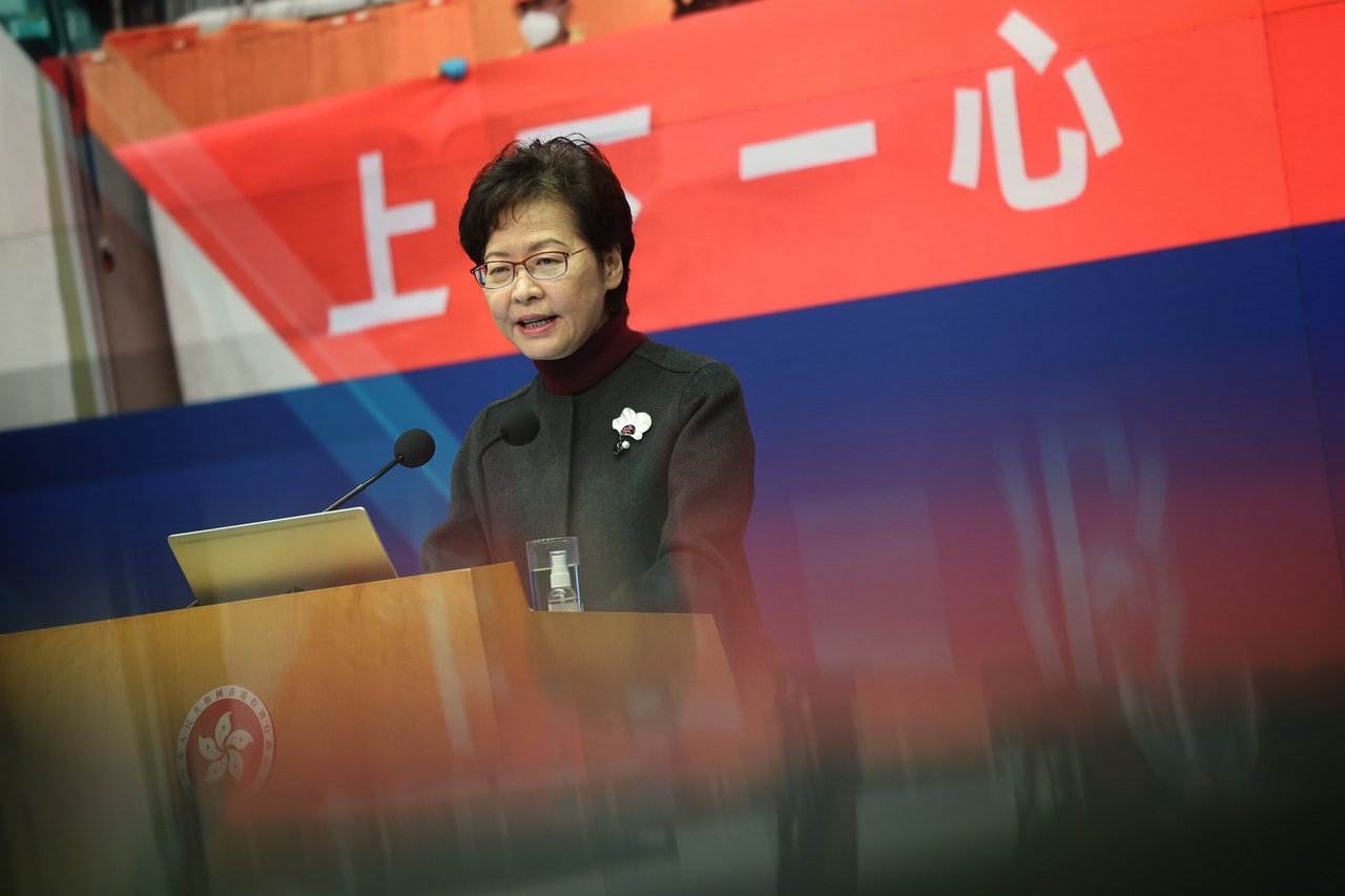 特首林鄭月娥2月22日公布推行全民檢測。(李澤彤攝) 特首林鄭月娥2月22日公布推行全民檢測。(李澤彤攝)