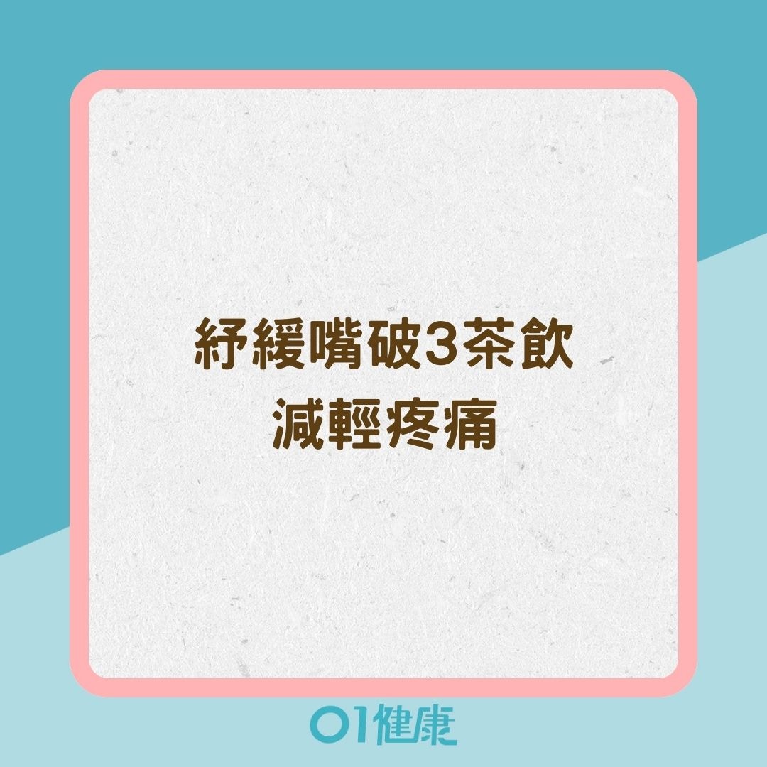紓緩嘴破3茶飲減輕疼痛（01製圖）