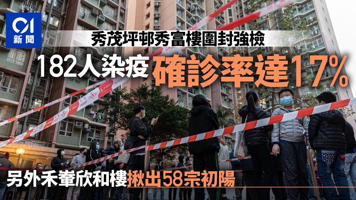 封區|秀茂坪邨秀富樓182人染疫 確診率17% 禾輋欣和樓揪58初陽 封區|秀茂坪邨秀富樓182人染疫 確診率17% 禾輋欣和樓揪58初陽