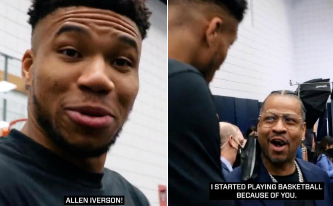 艾迪杜高普看到偶像立即印不住大叫「Allen Iverson！」。（影片截圖）